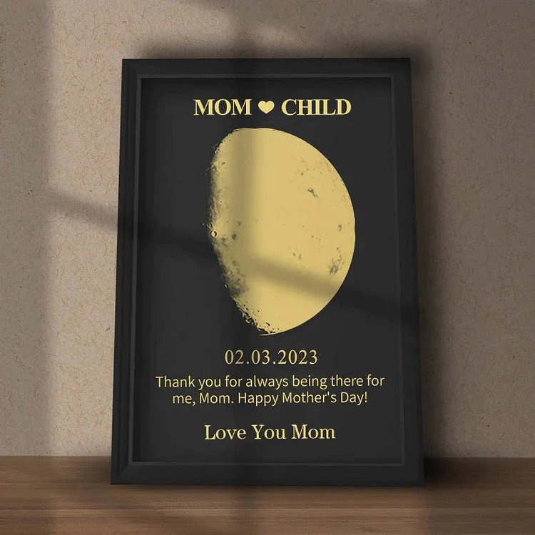 Personalized Moon Phase Wood Frame Mother's Day Gift