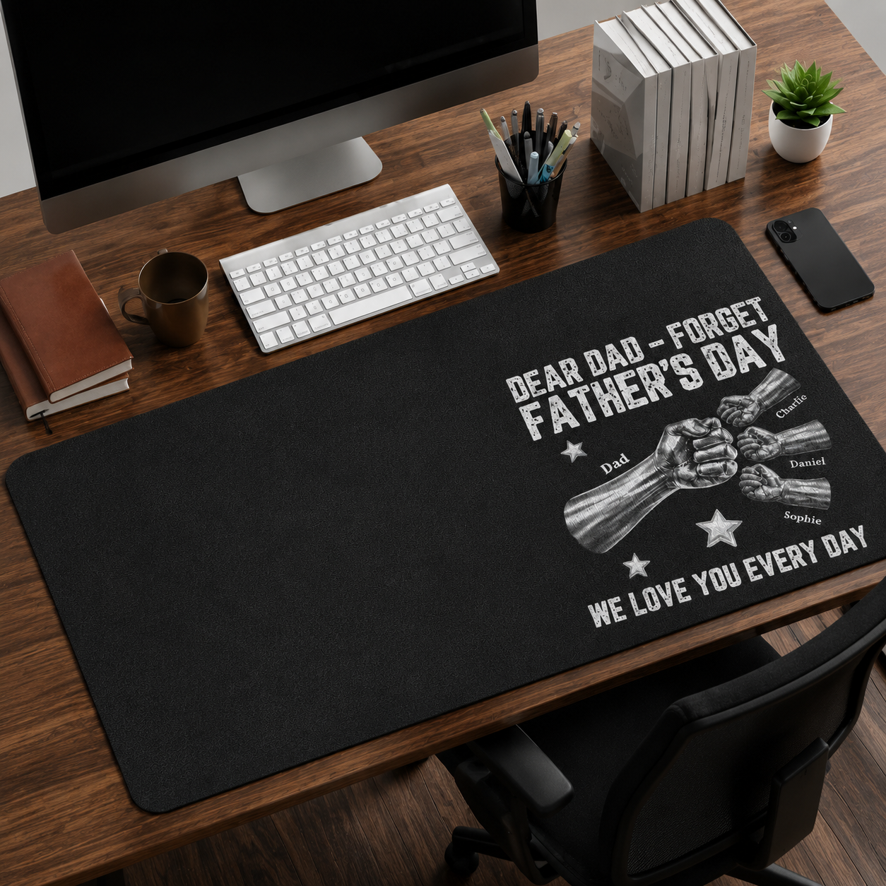 Personalized Fist Bump Custom Name Desk Mat Father's Day Gift for Dad
