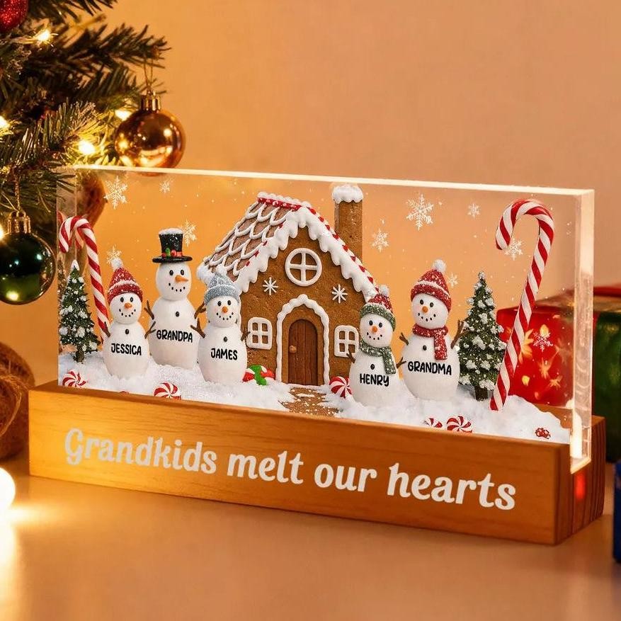 Personalized Snowman Light Box Family Christmas Gift Cozy Winter Home Decor