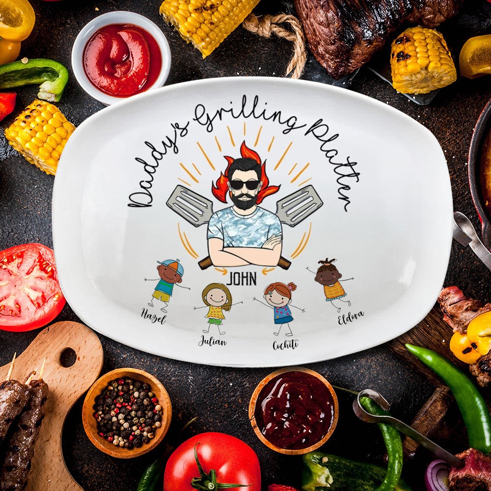 Personalized Daddy's Grilling Plate Father's Day Gift