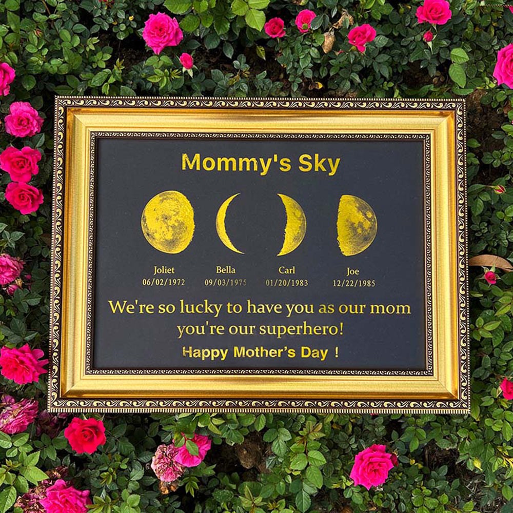Personalized Moon Phase Wood Frame Mother's Day Gift