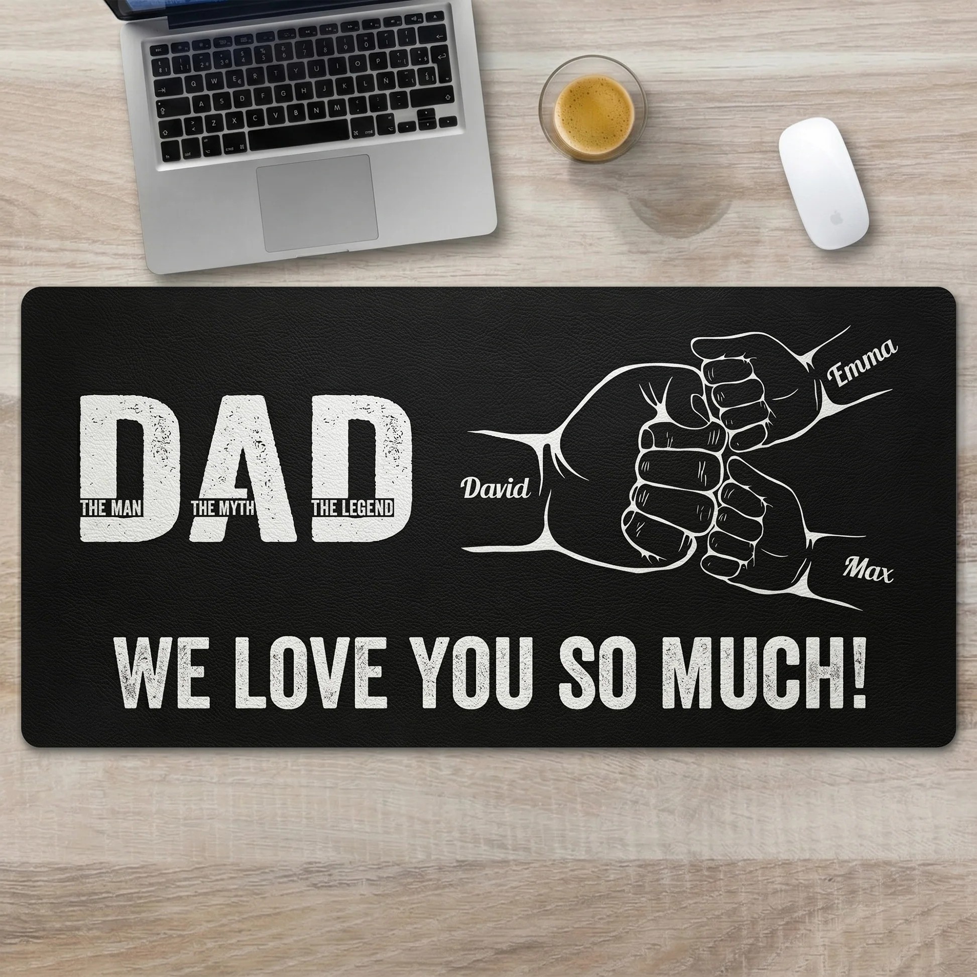 Personalized Fist Bump Custom Name Desk Mat Father's Day Gift for Dad
