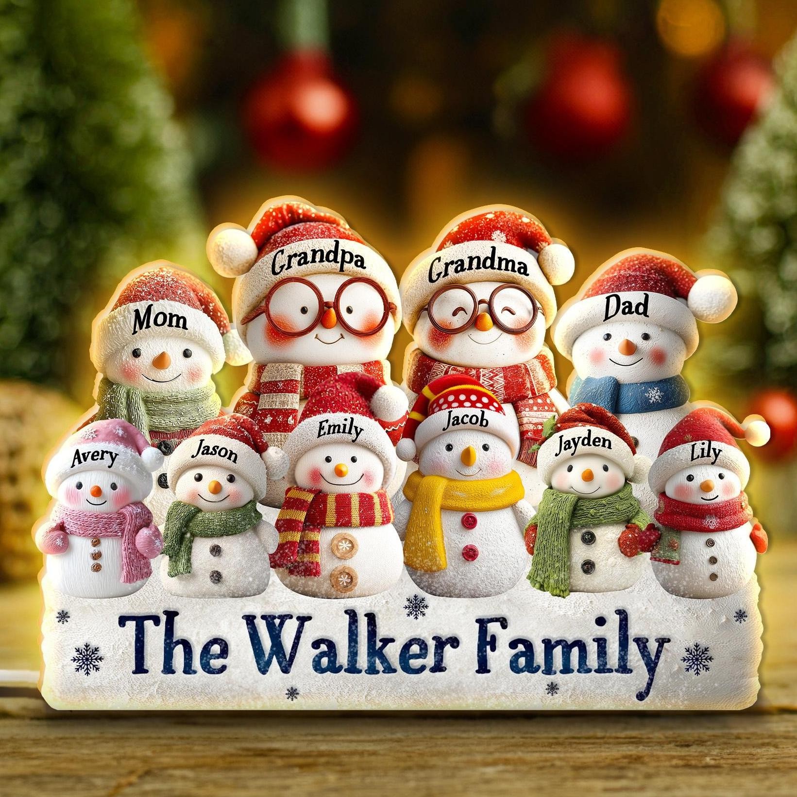 Personalized Snowman Light Box Family Christmas Gift Cozy Winter Home Decor