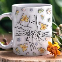 Hold My Hand, Hold My Heart - Family Personalized Custom 3D Inflated Effect Printed Mug - Mother's Day, Gift For Mom, Grandma