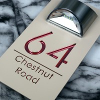 Modern Beige Mirror House Sign with Solar Light