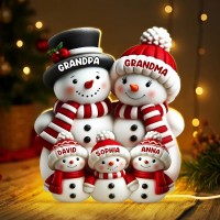 Personalized Snowman Light Box Family Christmas Gift Cozy Winter Home Decor