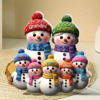 Personalized Snowman Light Box Family Christmas Gift Cozy Winter Home Decor