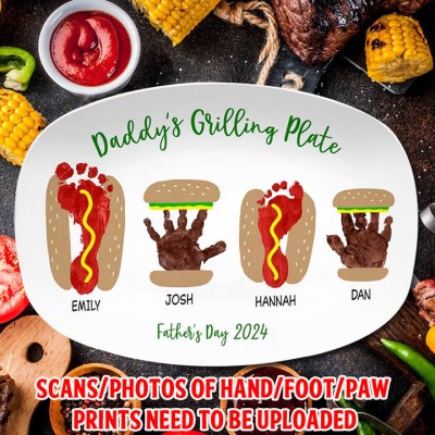 -Personalized Daddy's Grilling Plate Father's Day Gift