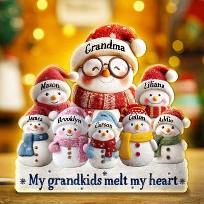 Personalized Snowman Light Box Family Christmas Gift Cozy Winter Home Decor