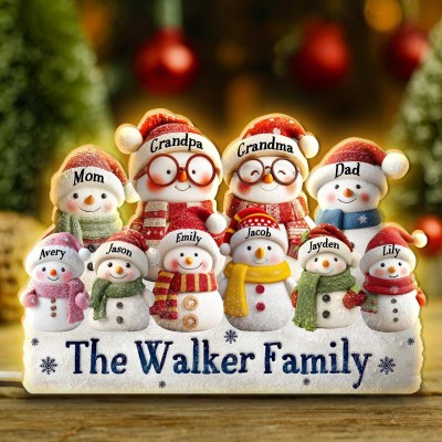 Personalized Snowman Light Box Family Christmas Gift Cozy Winter Home Decor