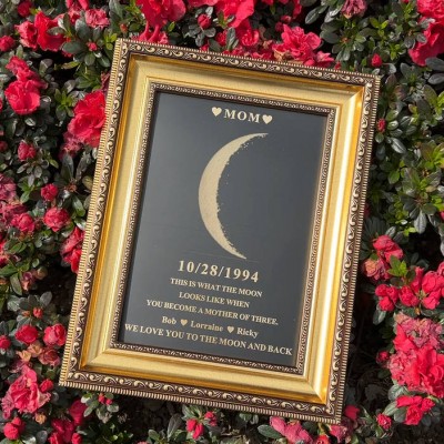 Personalized Moon Phase Wood Frame Mother's Day Gift