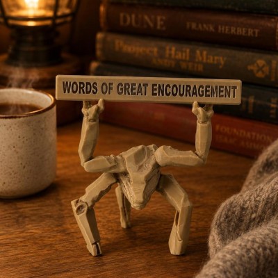 3D Printed Sci Fi Alien Desk Decor, Funny Alien Figure, Space Lover Gift, Book Lover Gift, Geek Office Decor