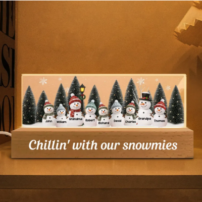 Personalized Snowman Light Box Family Christmas Gift Cozy Winter Home Decor